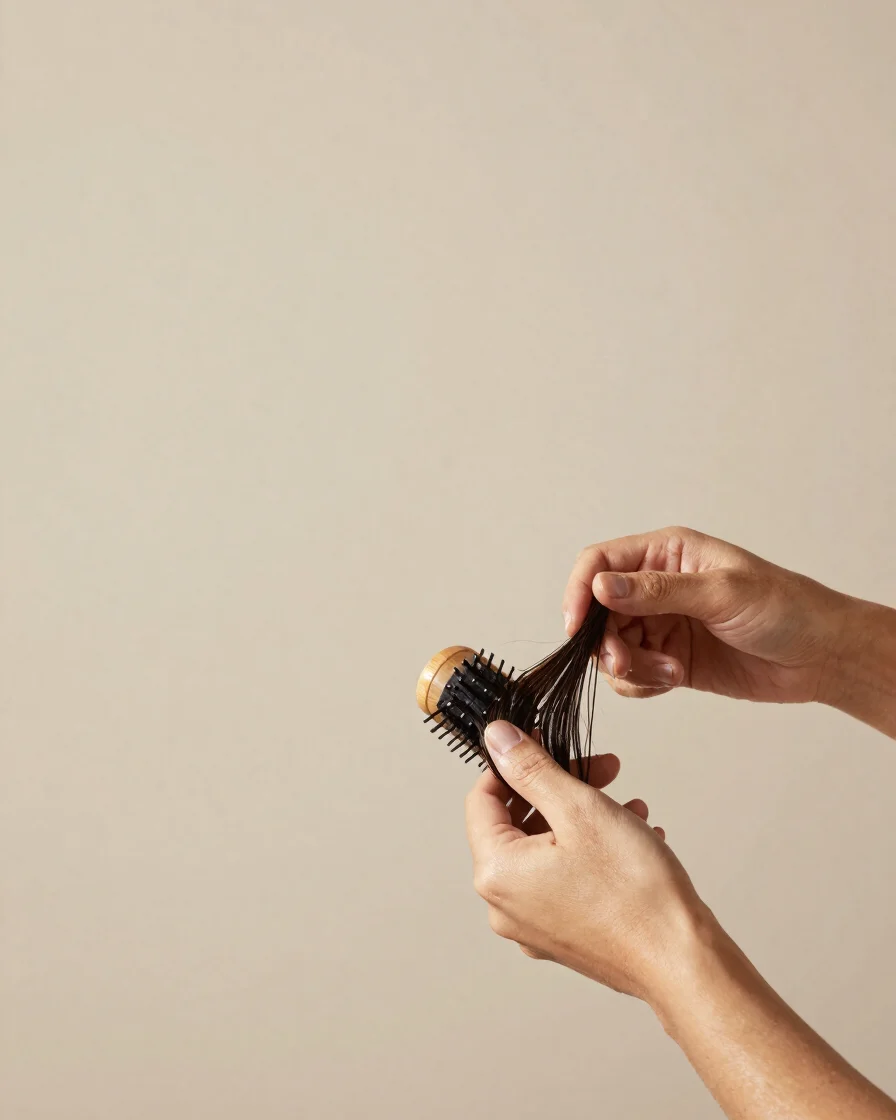 Editorial beauty photography, soft diffused studio daylight, warm neutral tones, close detail of hands washing and worki